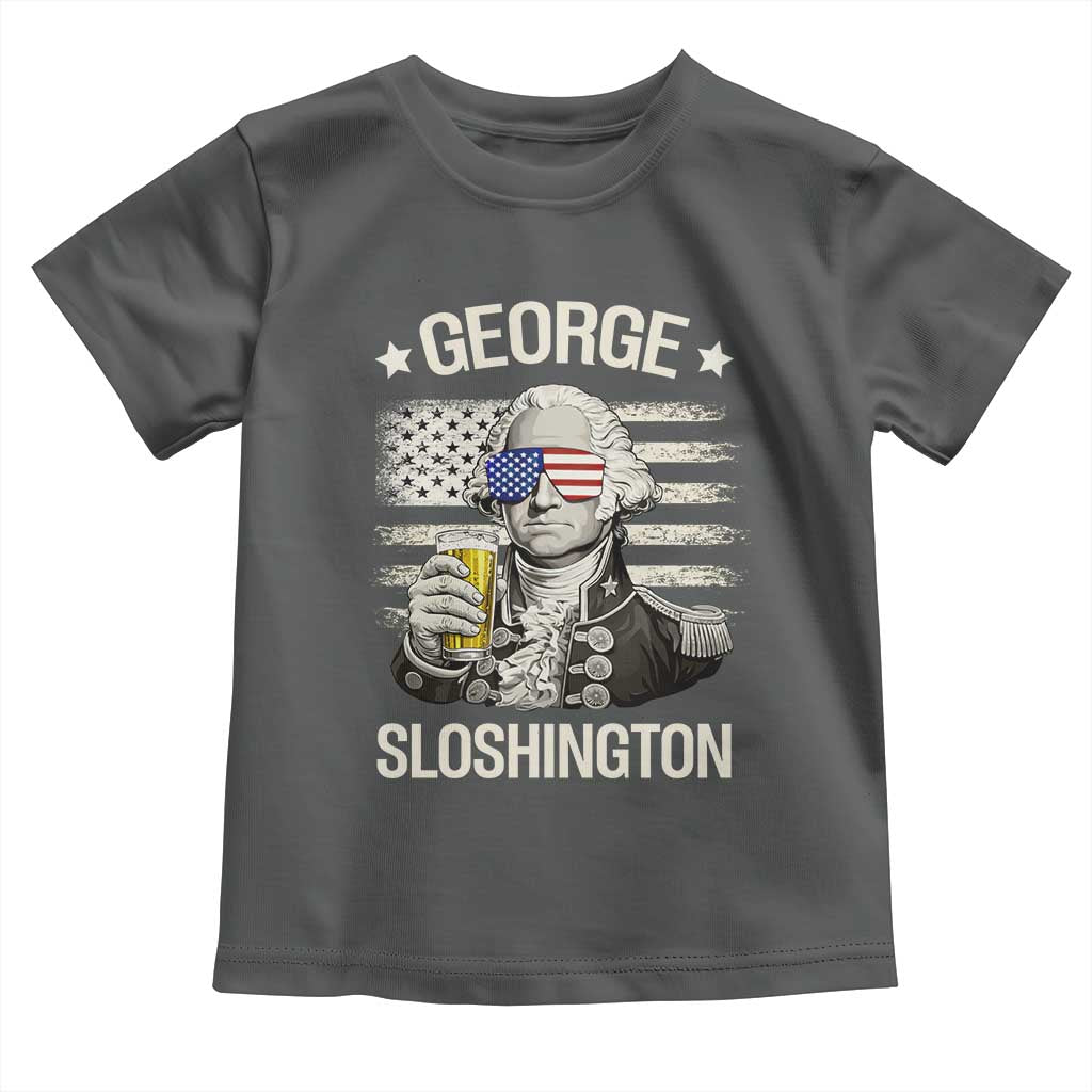 George Sloshington Washington Toddler T Shirt 4th of July America Flag Beer