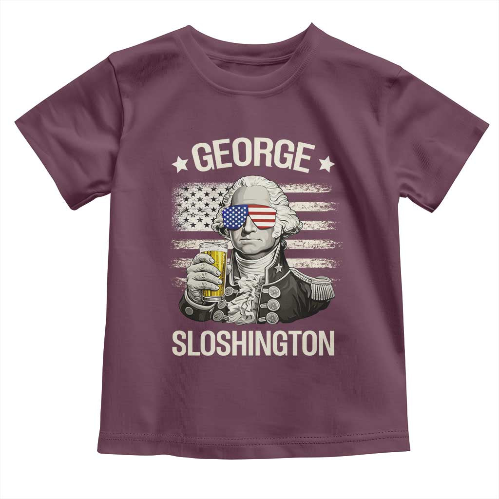 George Sloshington Washington Toddler T Shirt 4th of July America Flag Beer
