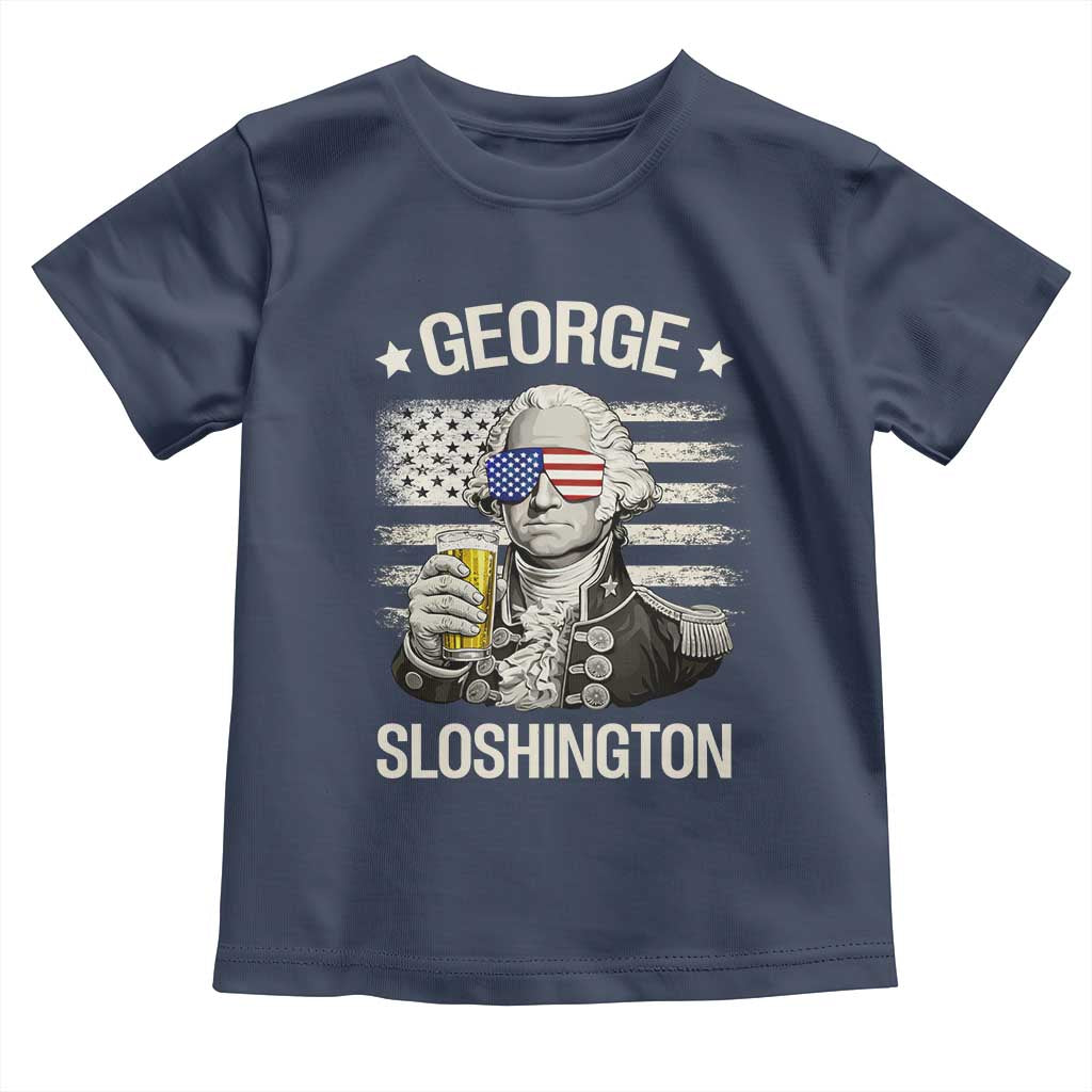 George Sloshington Washington Toddler T Shirt 4th of July America Flag Beer