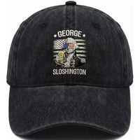 George Sloshington Washington Washed Cotton Baseball Cap 4th of July America Flag Beer