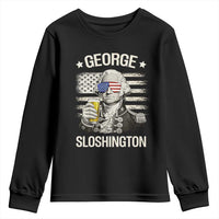 George Sloshington Washington Youth Sweatshirt 4th of July America Flag Beer