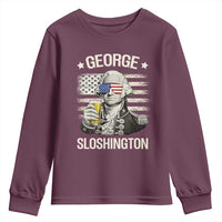 George Sloshington Washington Youth Sweatshirt 4th of July America Flag Beer