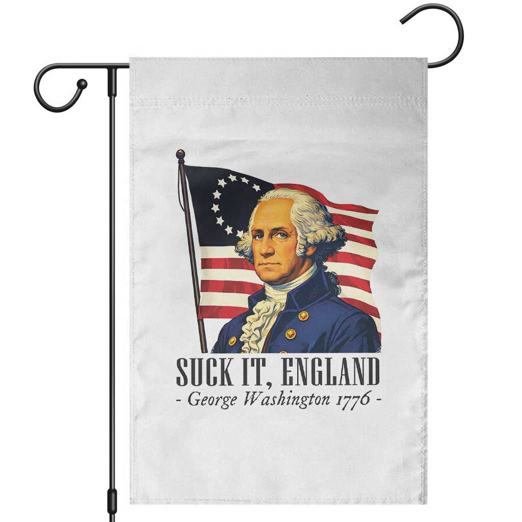 Funny George Washington 1776 Garden Flag 4th July Suck-It England