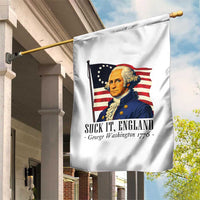 Funny George Washington 1776 Garden Flag 4th July Suck-It England