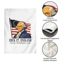 Funny George Washington 1776 Garden Flag 4th July Suck-It England