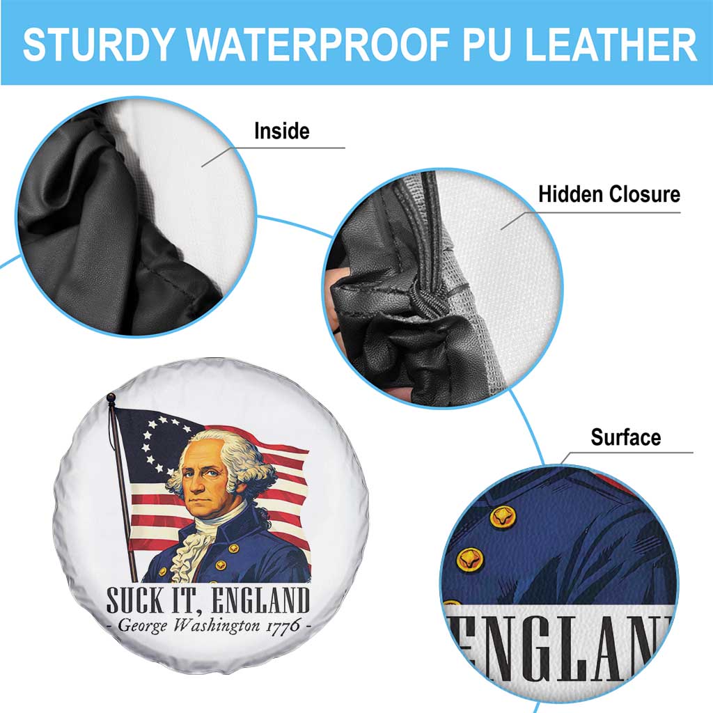Funny George Washington 1776 Spare Tire Cover 4th July Suck-It England