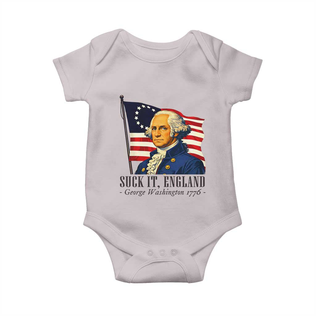 Funny George Washington 1776 Baby Onesie 4th July Suck-It England