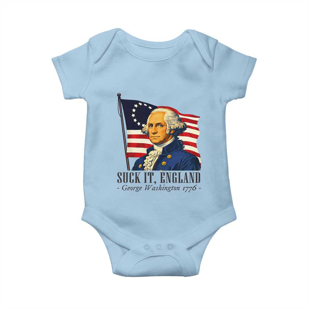 Funny George Washington 1776 Baby Onesie 4th July Suck-It England