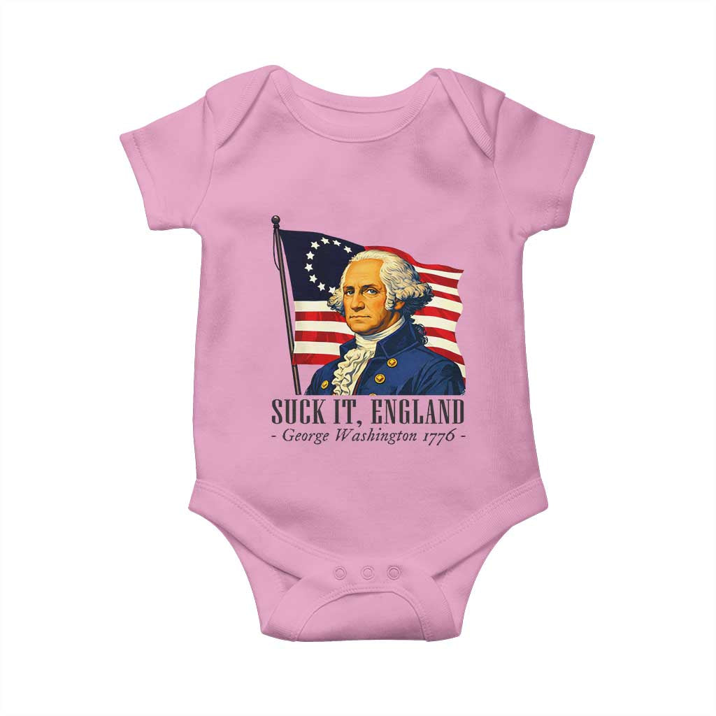 Funny George Washington 1776 Baby Onesie 4th July Suck-It England