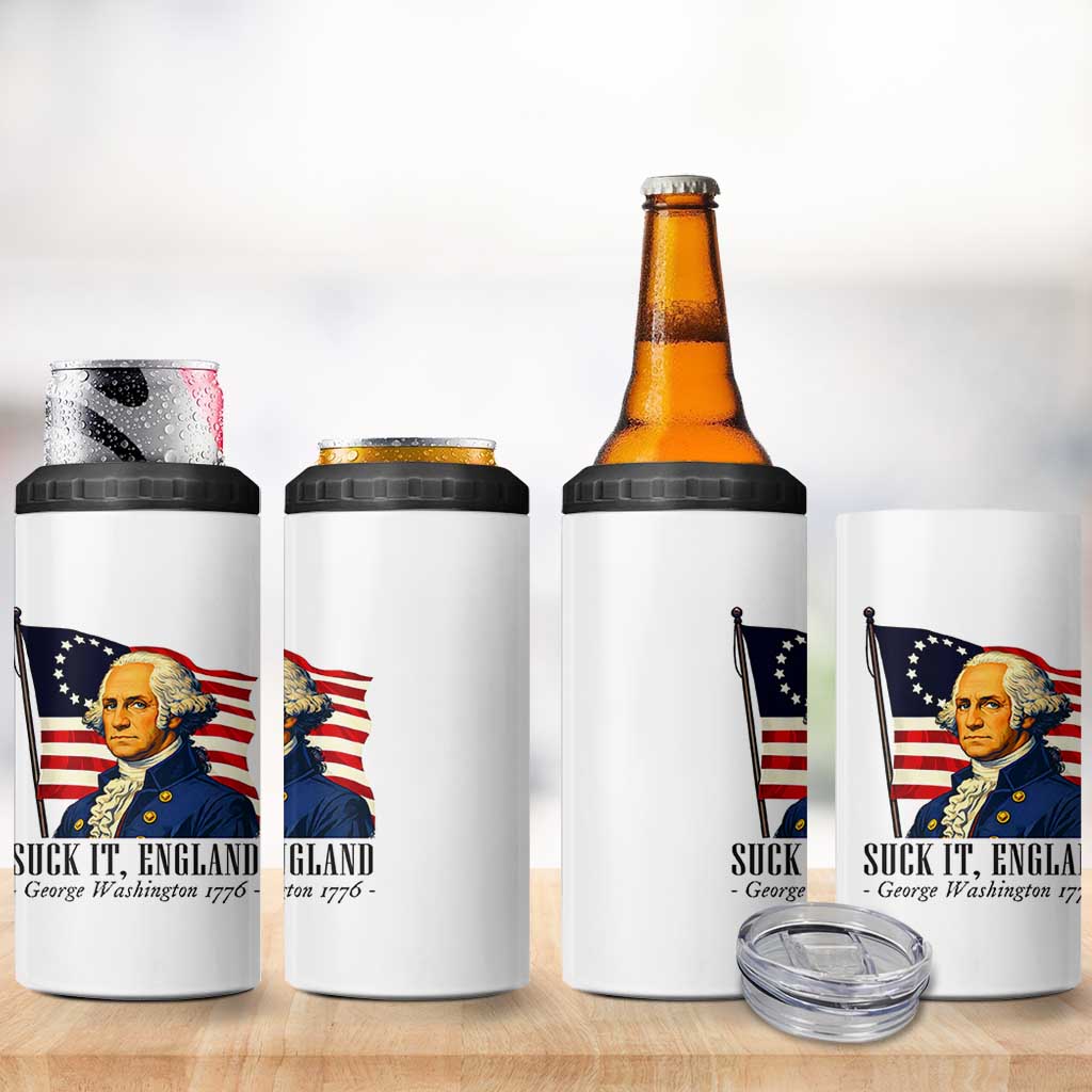 Funny George Washington 1776 4 in 1 Can Cooler Tumbler 4th July Suck-It England