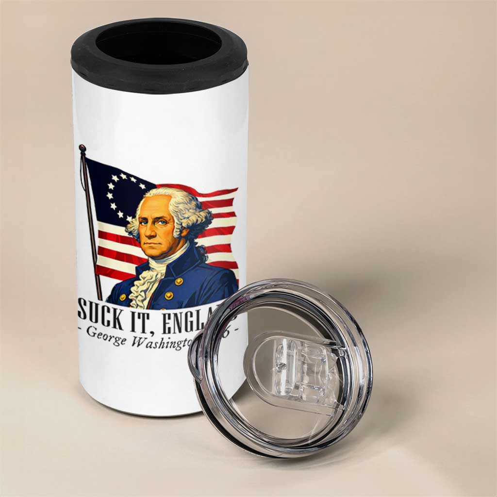 Funny George Washington 1776 4 in 1 Can Cooler Tumbler 4th July Suck-It England