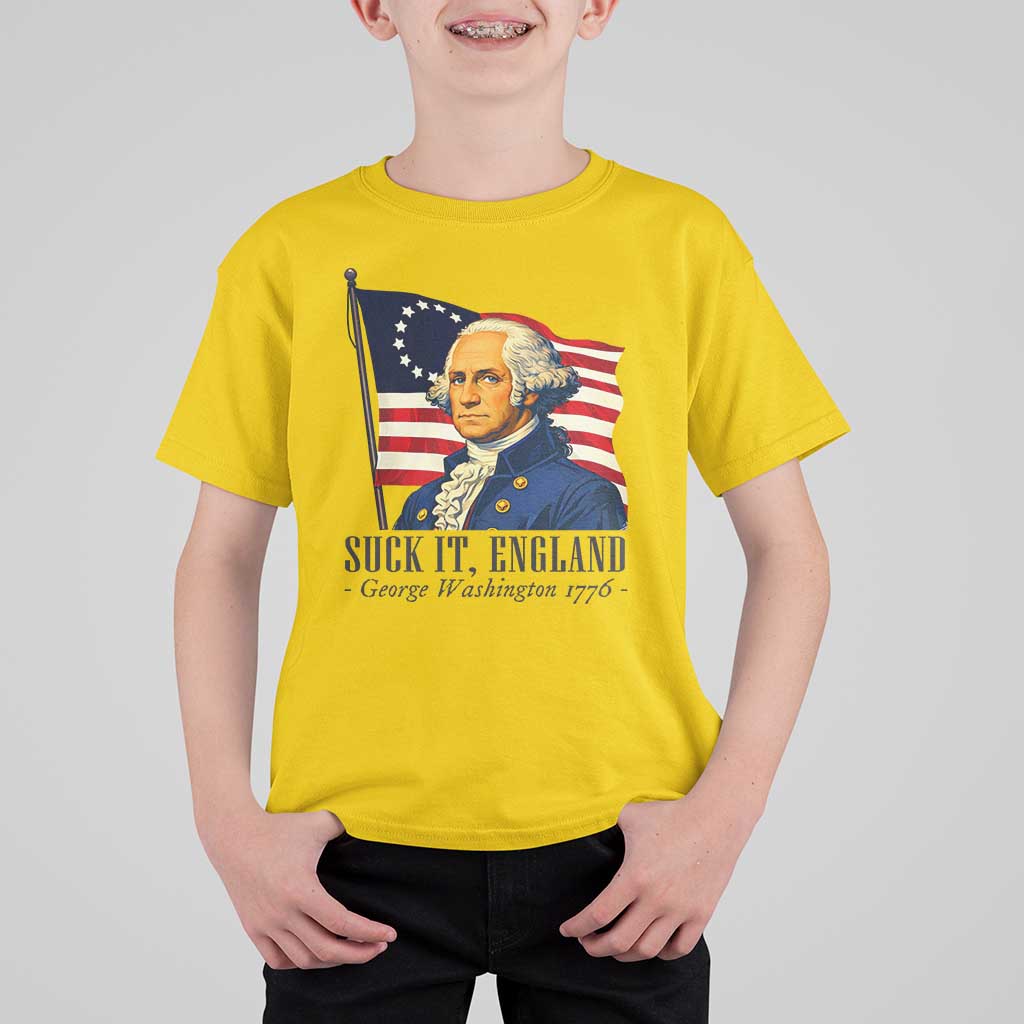 Funny George Washington 1776 T Shirt For Kid 4th July Suck-It England