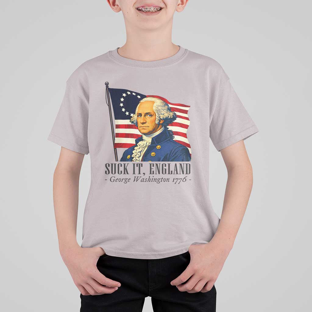 Funny George Washington 1776 T Shirt For Kid 4th July Suck-It England