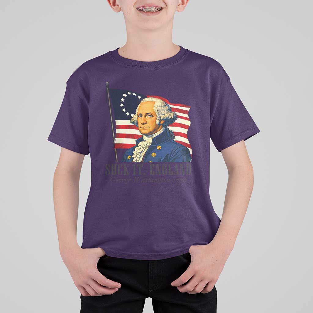 Funny George Washington 1776 T Shirt For Kid 4th July Suck-It England