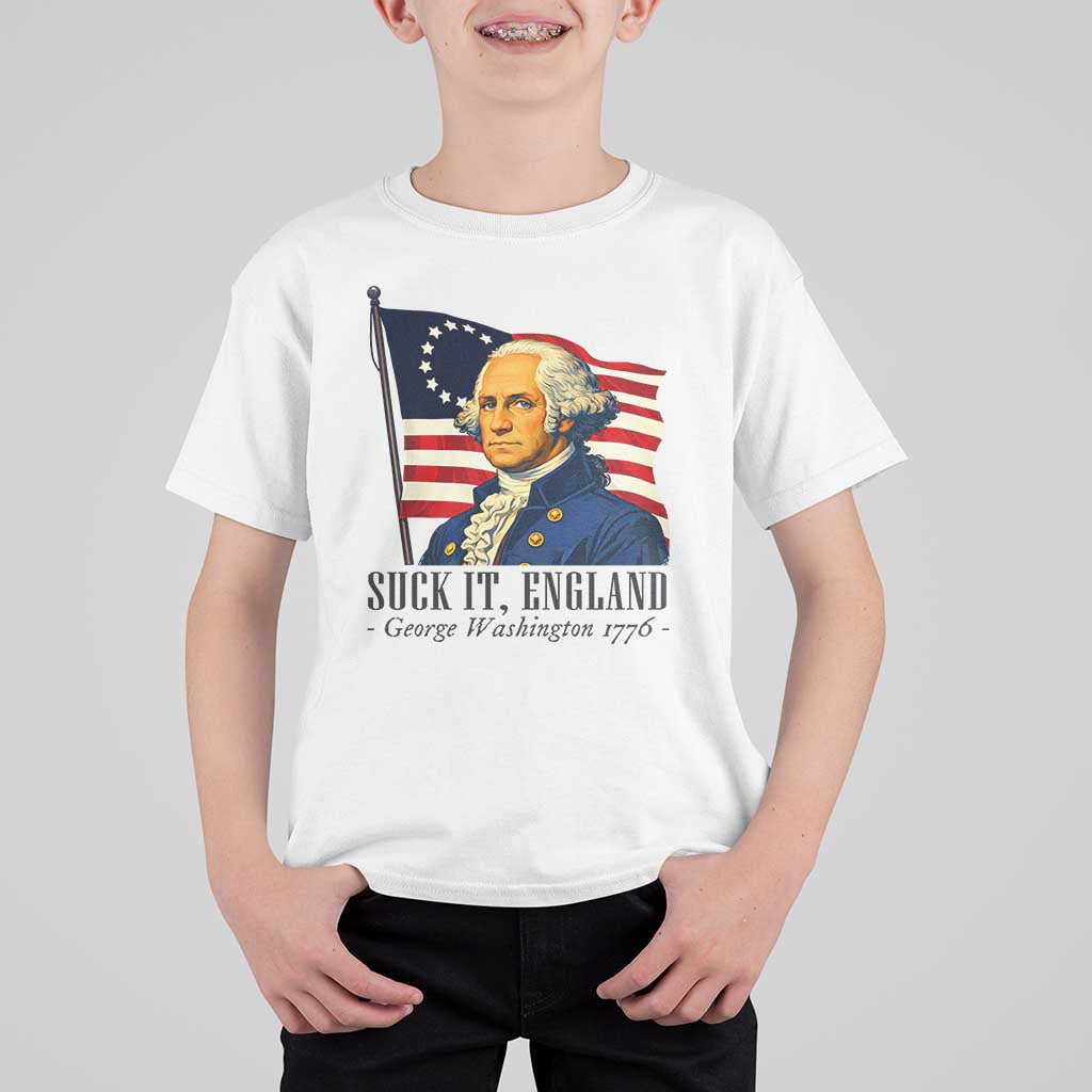 Funny George Washington 1776 T Shirt For Kid 4th July Suck-It England