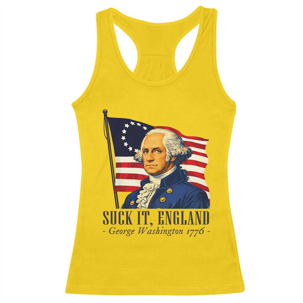 Funny George Washington 1776 Racerback Tank Top 4th July Suck-It England