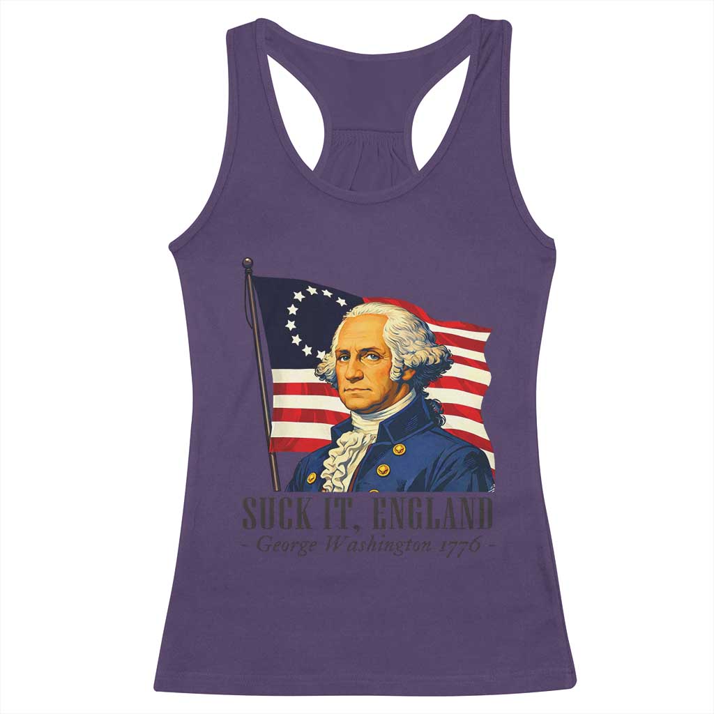 Funny George Washington 1776 Racerback Tank Top 4th July Suck-It England