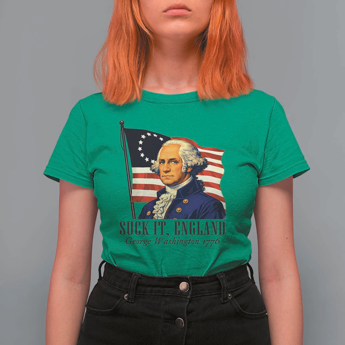 Funny George Washington 1776 T Shirt For Women 4th July Suck-It England