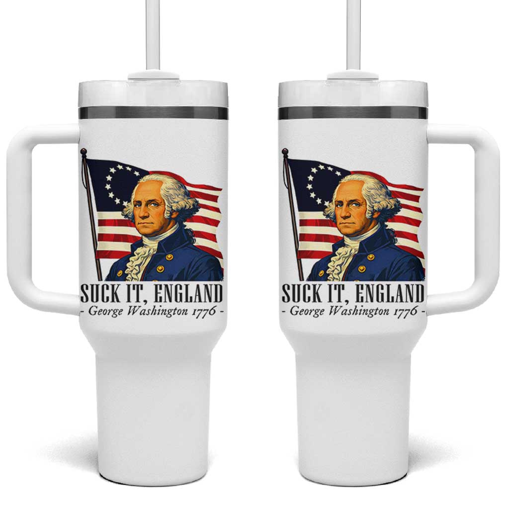 Funny George Washington 1776 Tumbler With Handle 4th July Suck-It England