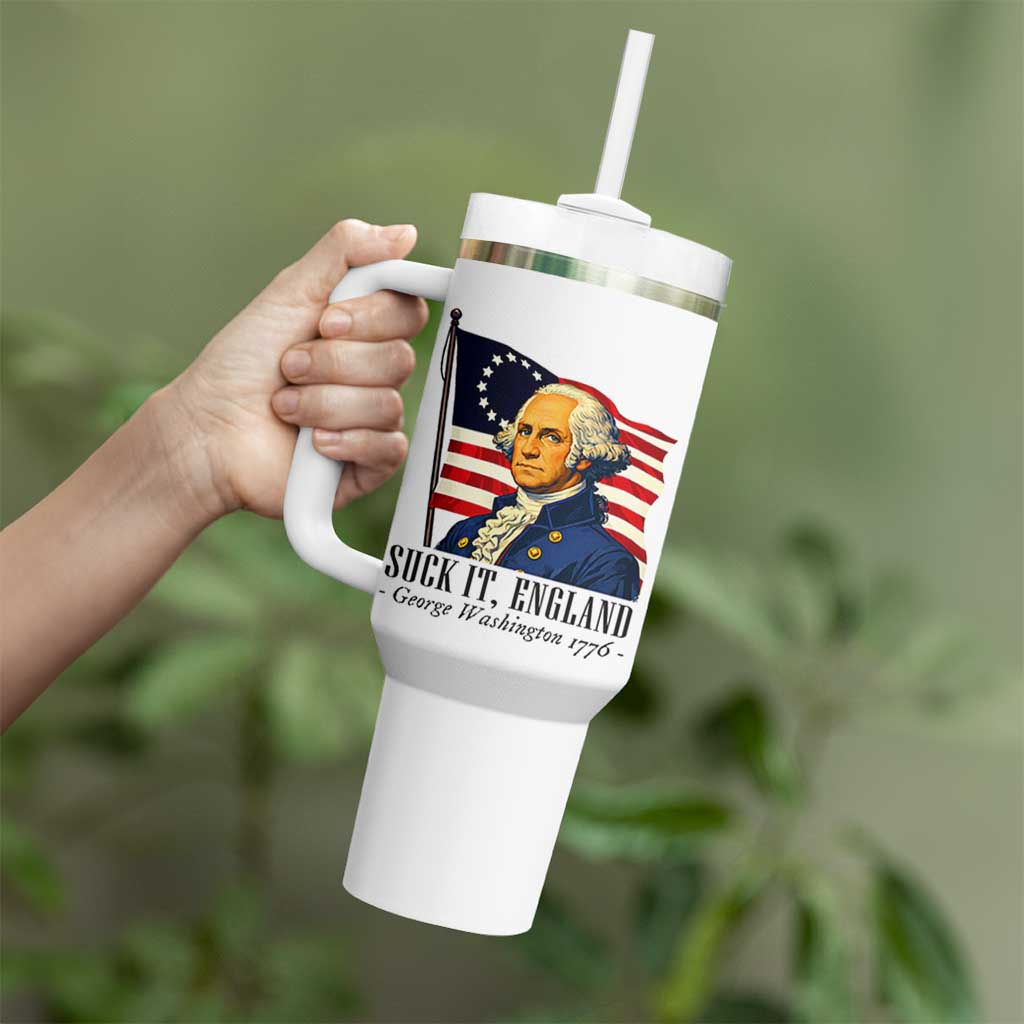 Funny George Washington 1776 Tumbler With Handle 4th July Suck-It England