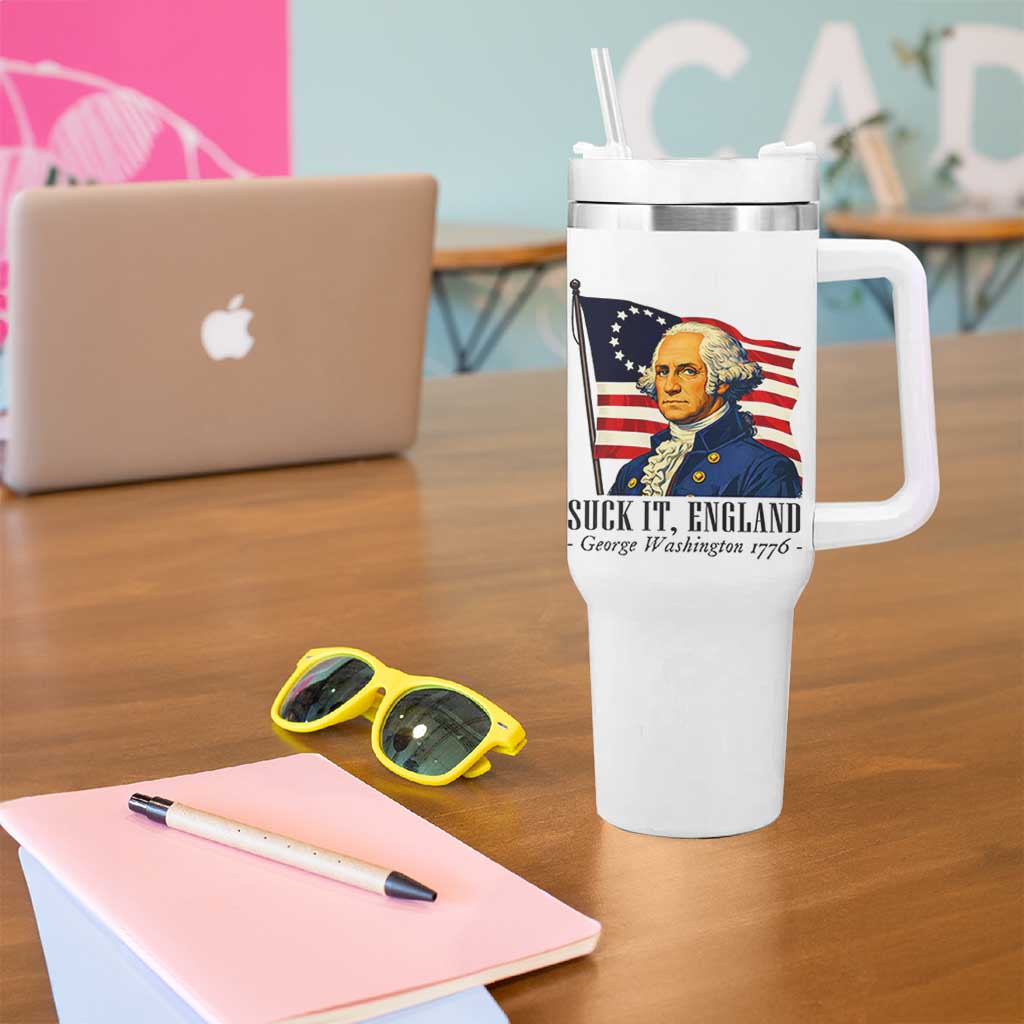 Funny George Washington 1776 Tumbler With Handle 4th July Suck-It England