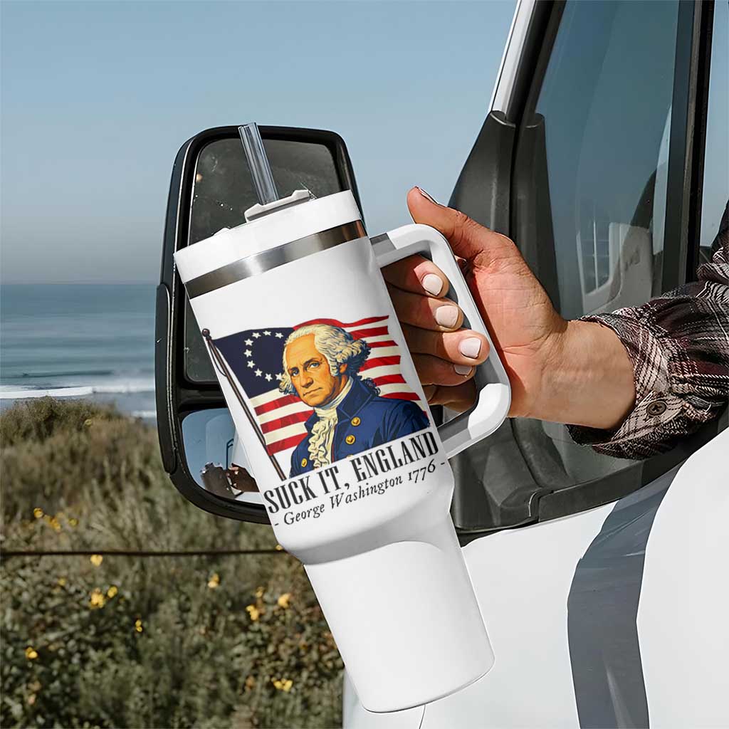 Funny George Washington 1776 Tumbler With Handle 4th July Suck-It England
