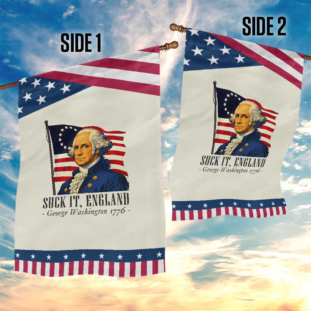Funny George Washington 1776 Garden Flag 4th July Suck-It England