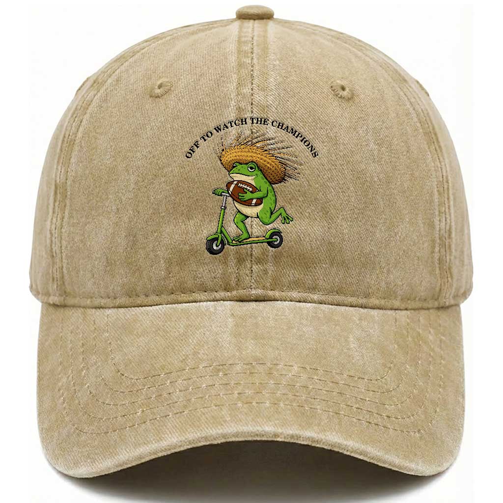 Seattle Championship 2026 Washed Cotton Baseball Cap Funny Frog Football