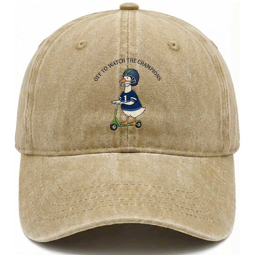 Funny Seattle Goose 2026 Washed Cotton Baseball Cap Off To Watch The Champions