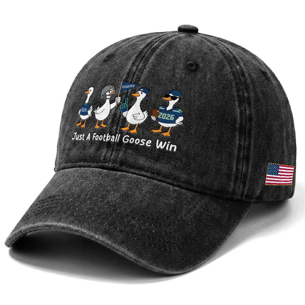 Seattle 2026 Washed Cotton Baseball Cap Just A Football Goose Win