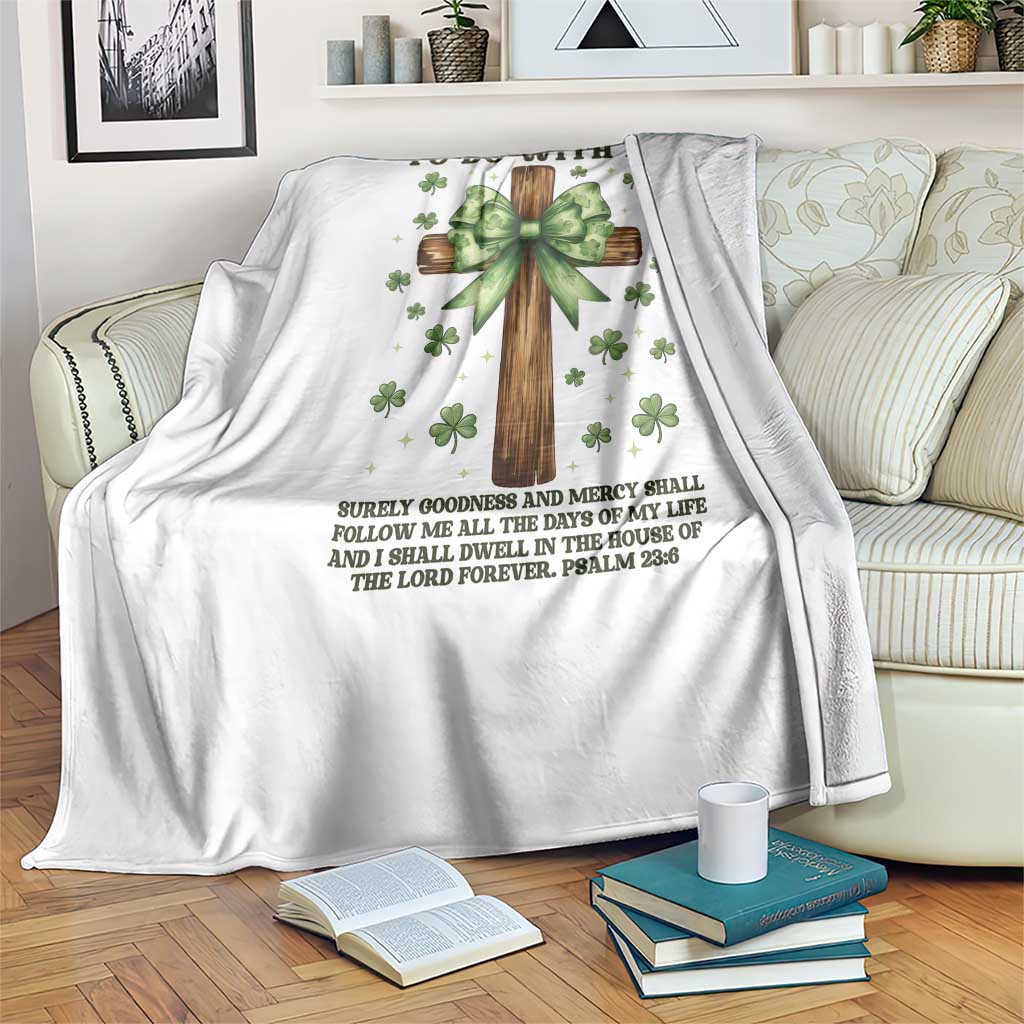 Faith Over Luck St Patrick's Day Throw Blanket Christian Jesus Bible Verse Psalm 23
