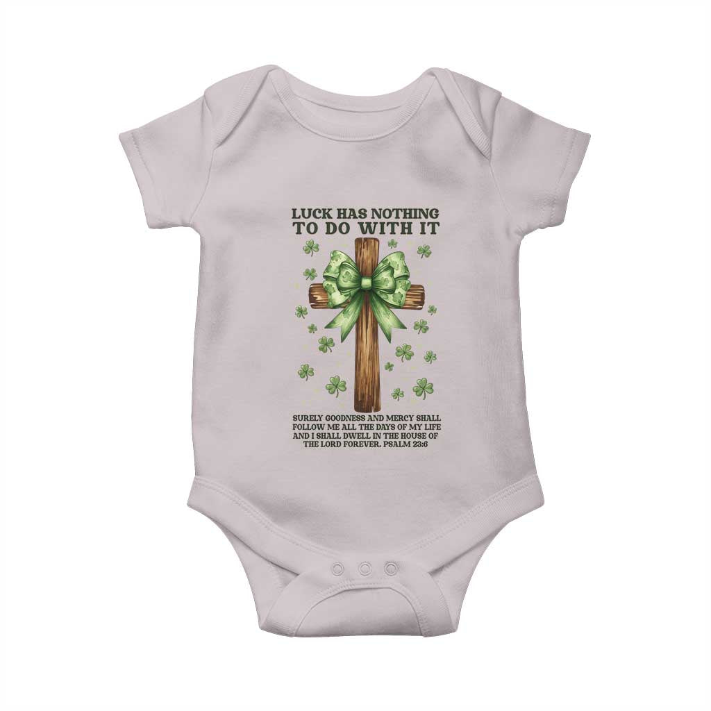 Faith Over Luck St Patrick's Day Baby Onesie Christian Jesus Bible Verse Psalm 23