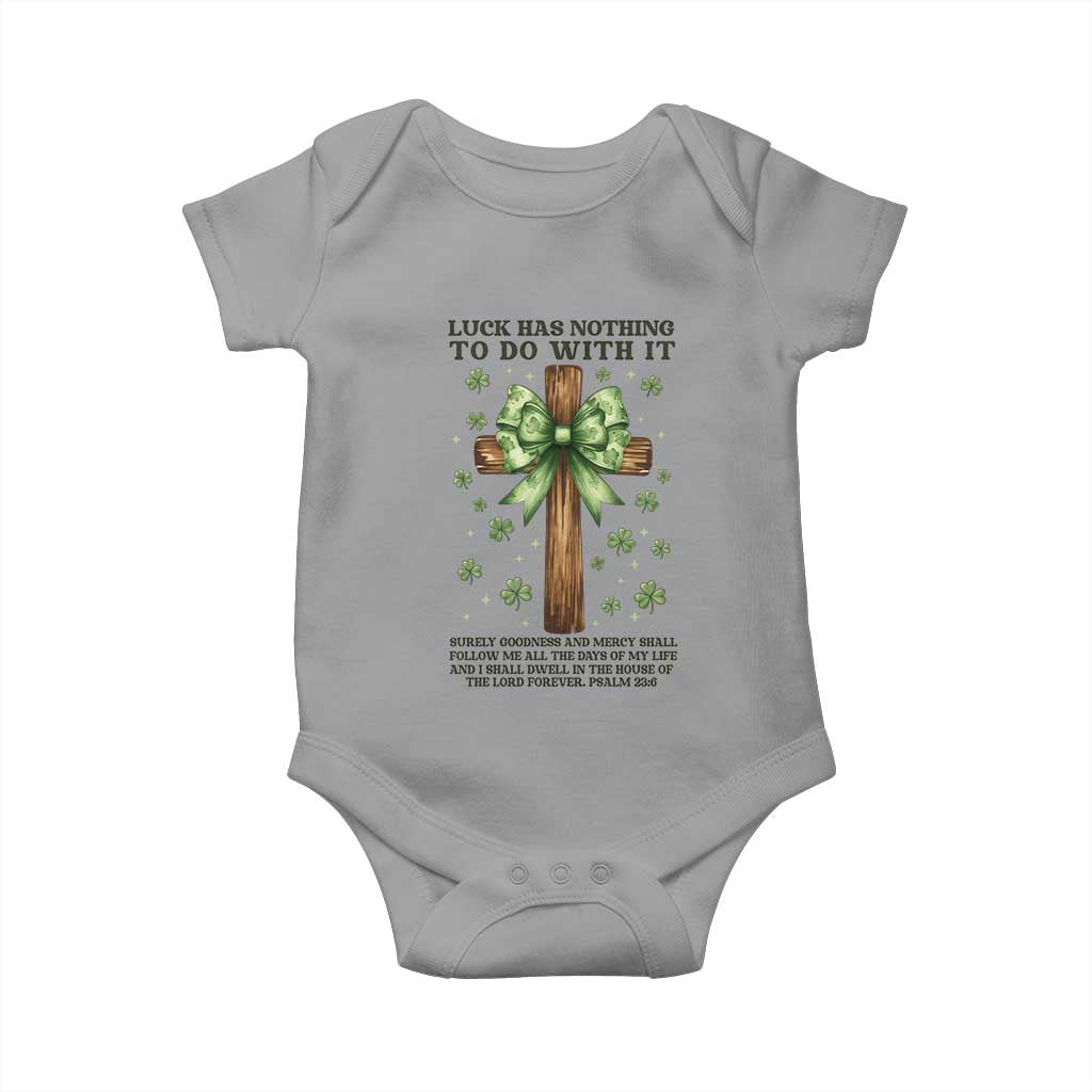 Faith Over Luck St Patrick's Day Baby Onesie Christian Jesus Bible Verse Psalm 23