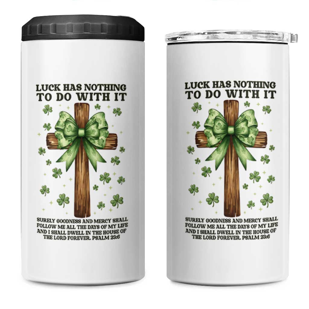 Faith Over Luck St Patrick's Day 4 in 1 Can Cooler Tumbler Christian Jesus Bible Verse Psalm 23