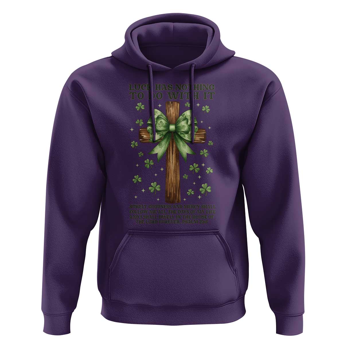 Faith Over Luck St Patrick's Day Hoodie Christian Jesus Bible Verse Psalm 23