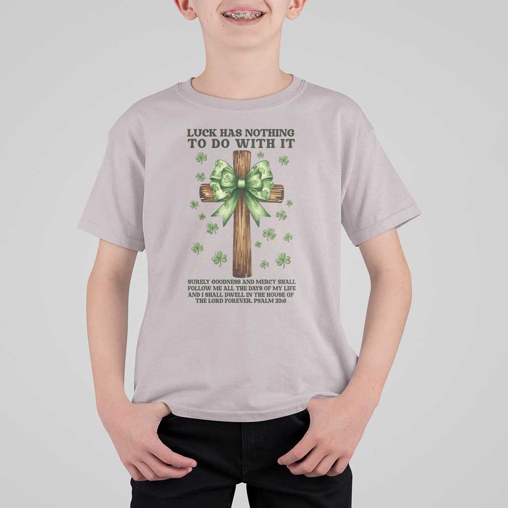 Faith Over Luck St Patrick's Day T Shirt For Kid Christian Jesus Bible Verse Psalm 23