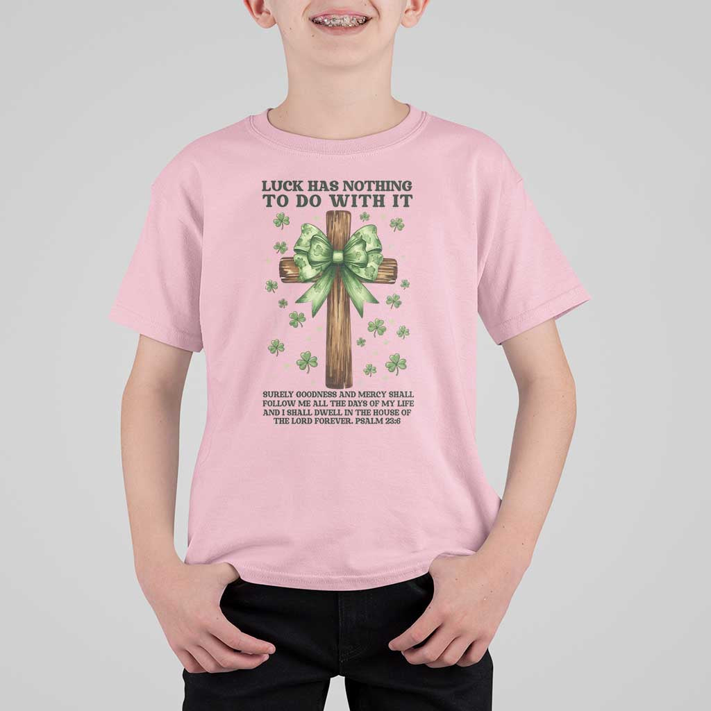 Faith Over Luck St Patrick's Day T Shirt For Kid Christian Jesus Bible Verse Psalm 23