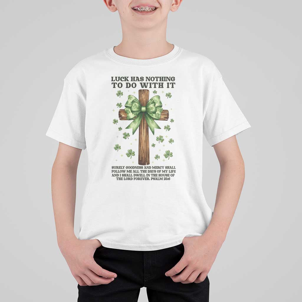 Faith Over Luck St Patrick's Day T Shirt For Kid Christian Jesus Bible Verse Psalm 23