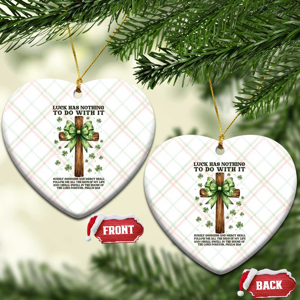 Faith Over Luck St Patrick's Day Ceramic Ornament Christian Jesus Bible Verse Psalm 23