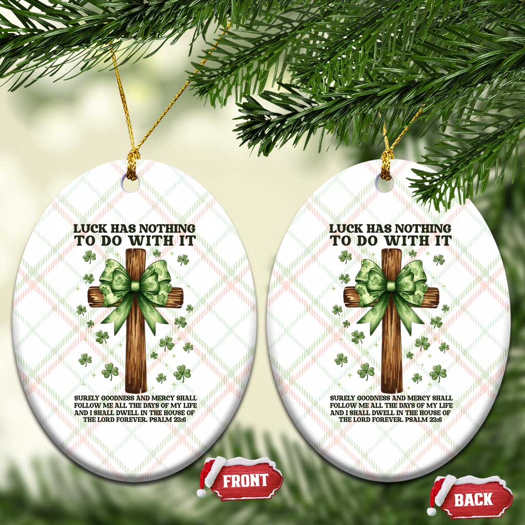 Faith Over Luck St Patrick's Day Ceramic Ornament Christian Jesus Bible Verse Psalm 23
