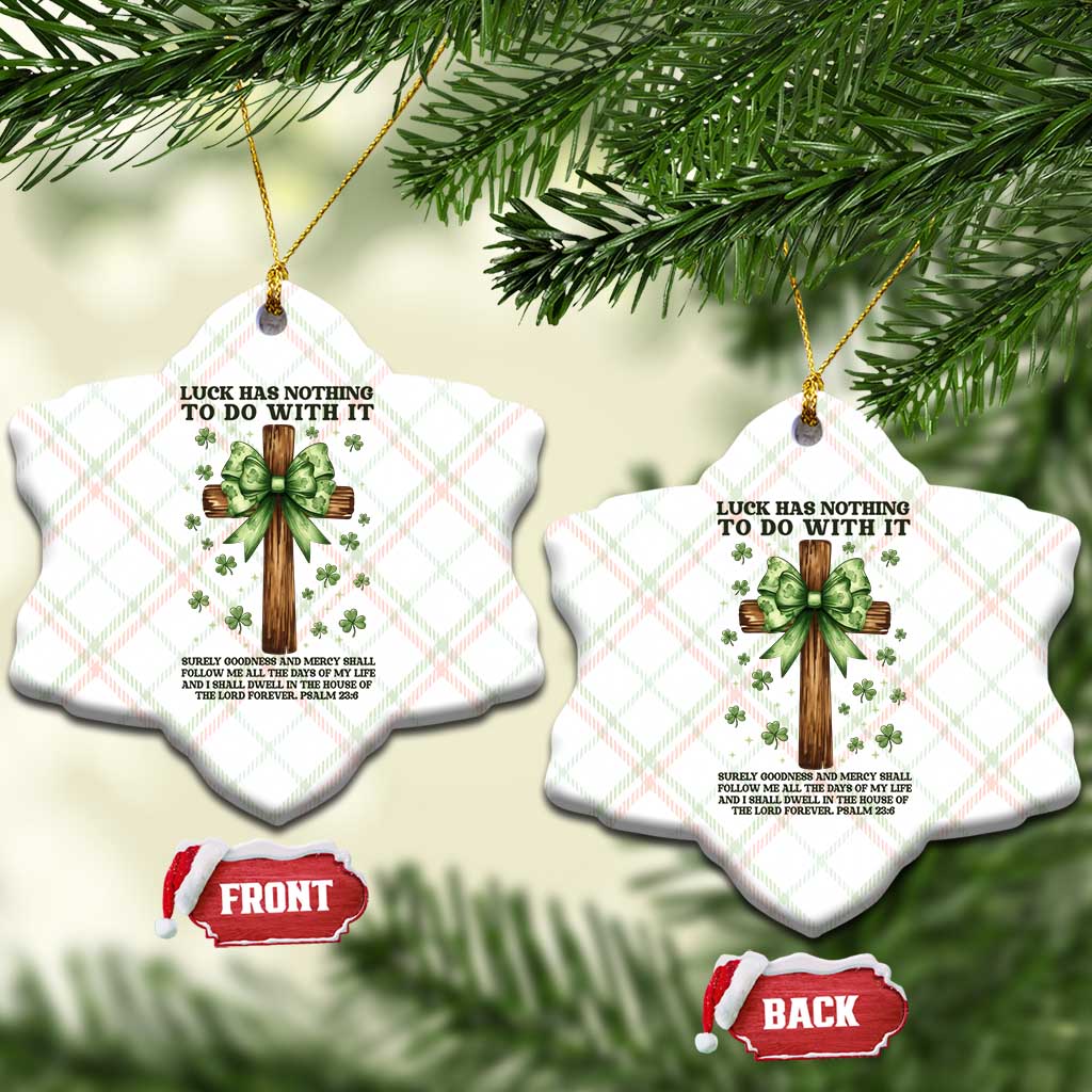 Faith Over Luck St Patrick's Day Ceramic Ornament Christian Jesus Bible Verse Psalm 23