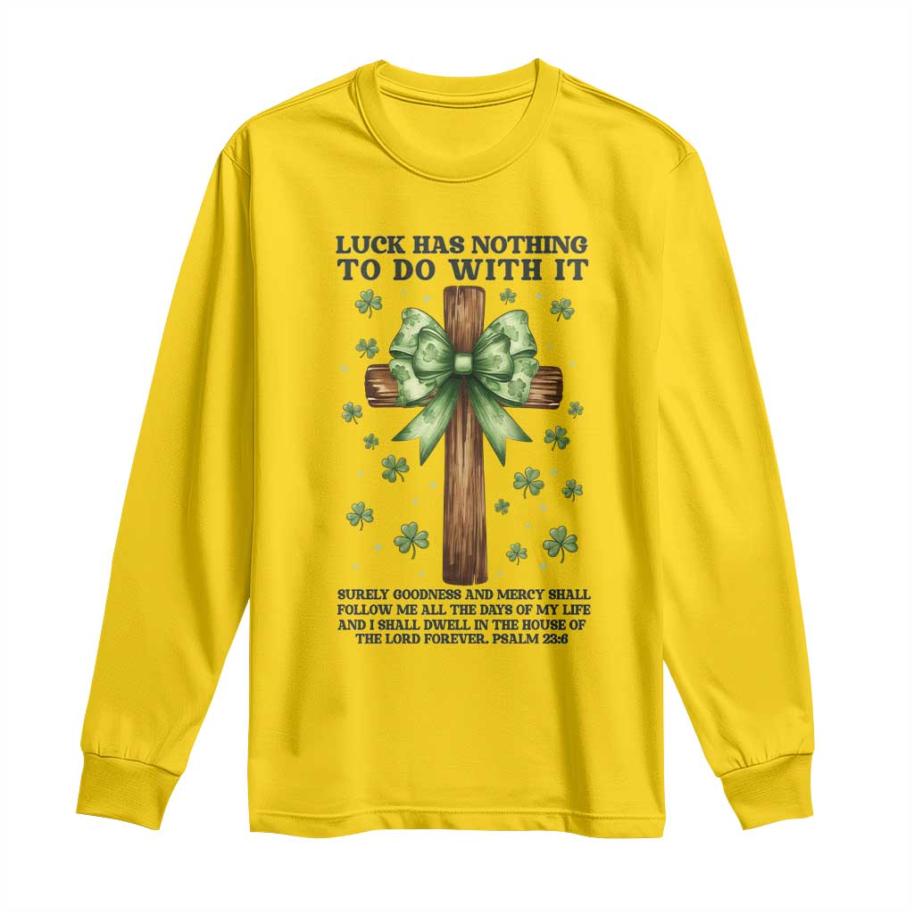 Faith Over Luck St Patrick's Day Long Sleeve Shirt Christian Jesus Bible Verse Psalm 23