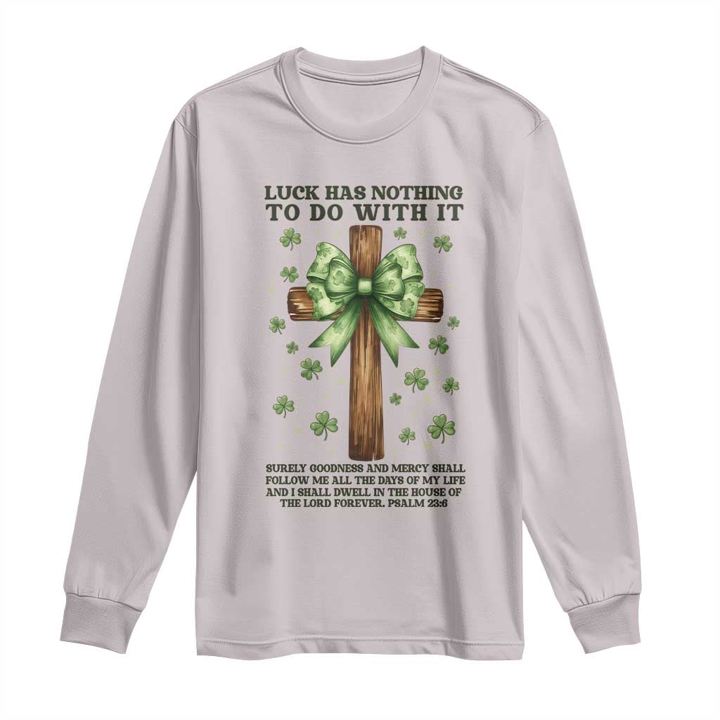 Faith Over Luck St Patrick's Day Long Sleeve Shirt Christian Jesus Bible Verse Psalm 23