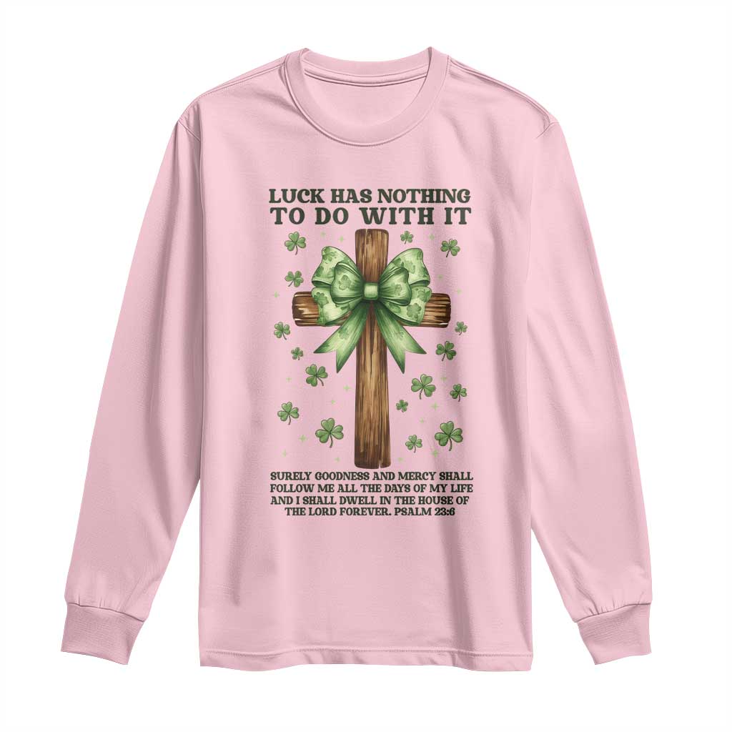 Faith Over Luck St Patrick's Day Long Sleeve Shirt Christian Jesus Bible Verse Psalm 23