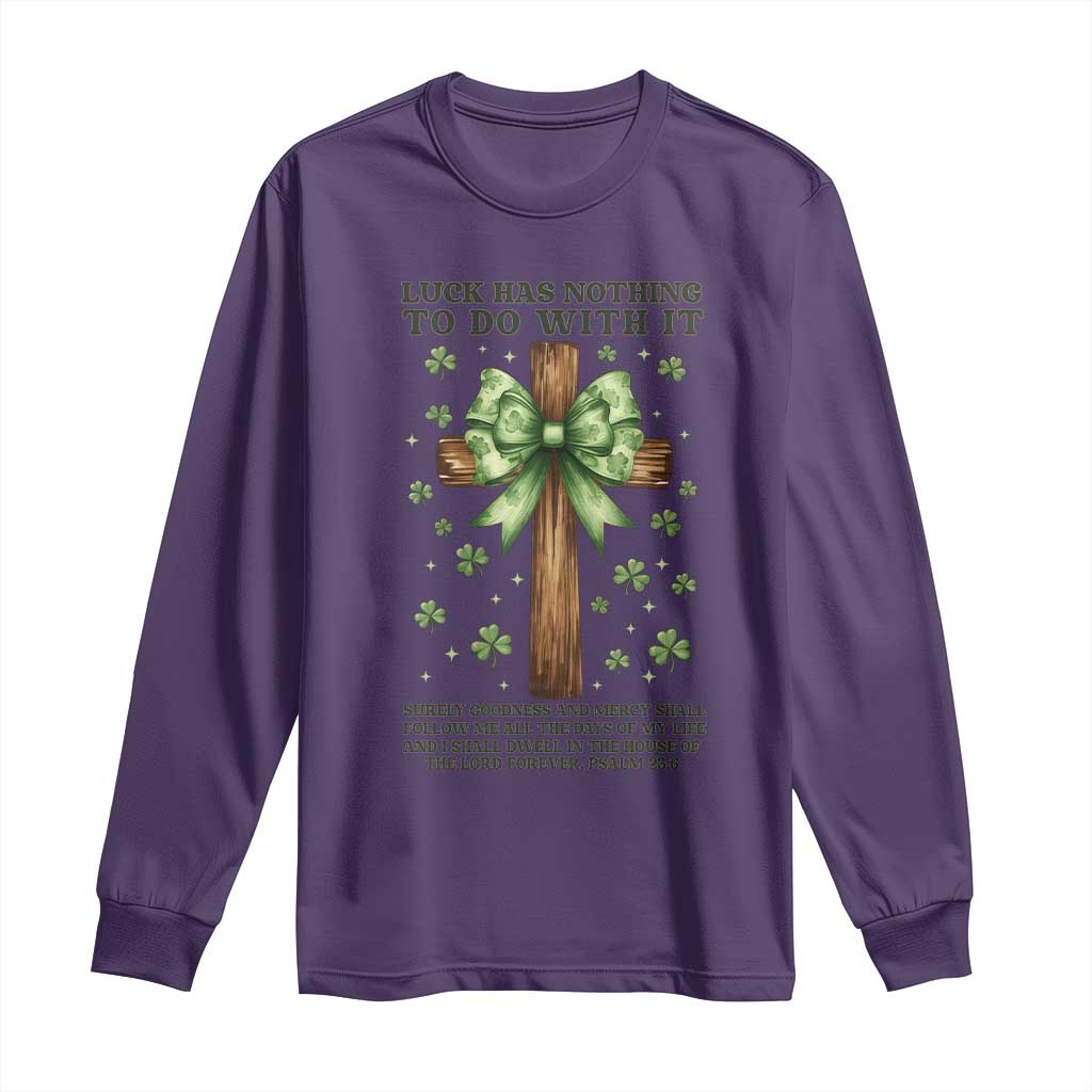 Faith Over Luck St Patrick's Day Long Sleeve Shirt Christian Jesus Bible Verse Psalm 23