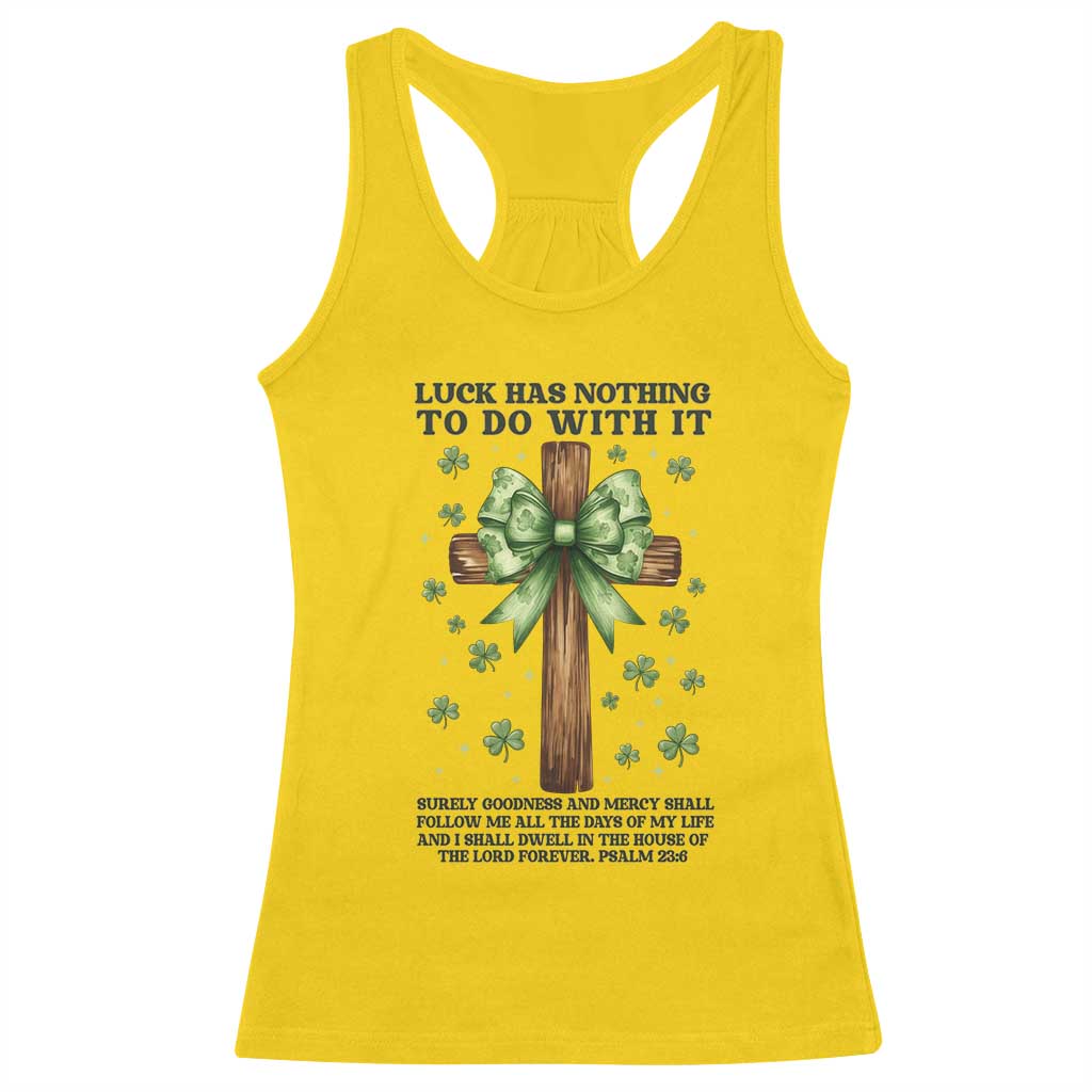 Faith Over Luck St Patrick's Day Racerback Tank Top Christian Jesus Bible Verse Psalm 23