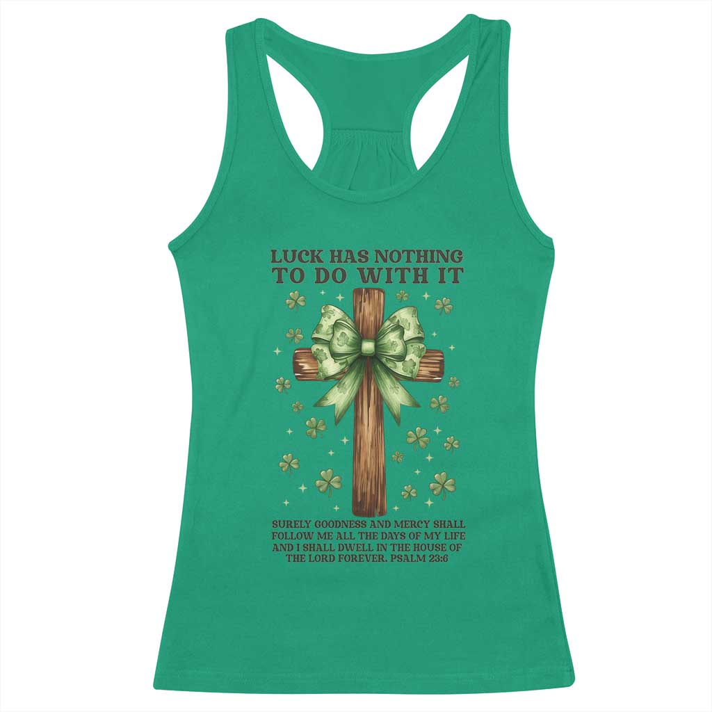 Faith Over Luck St Patrick's Day Racerback Tank Top Christian Jesus Bible Verse Psalm 23