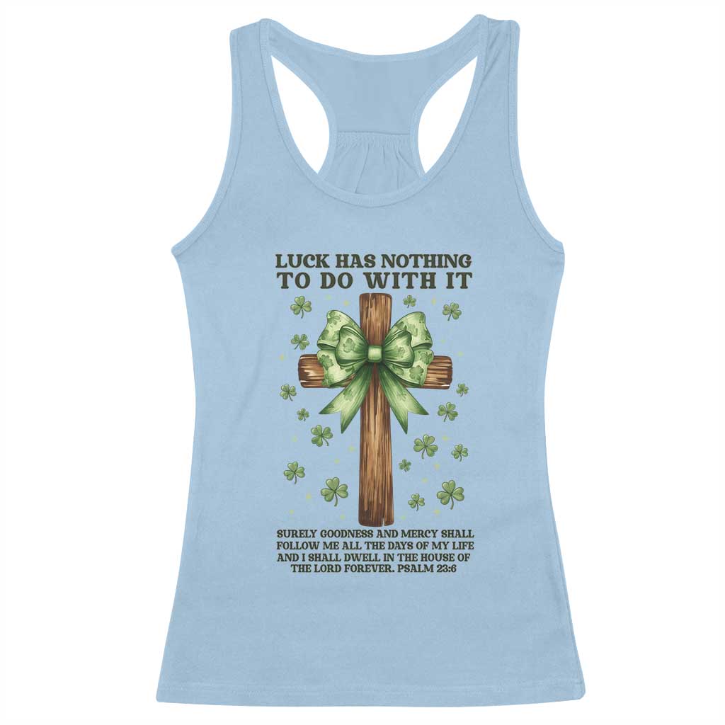 Faith Over Luck St Patrick's Day Racerback Tank Top Christian Jesus Bible Verse Psalm 23
