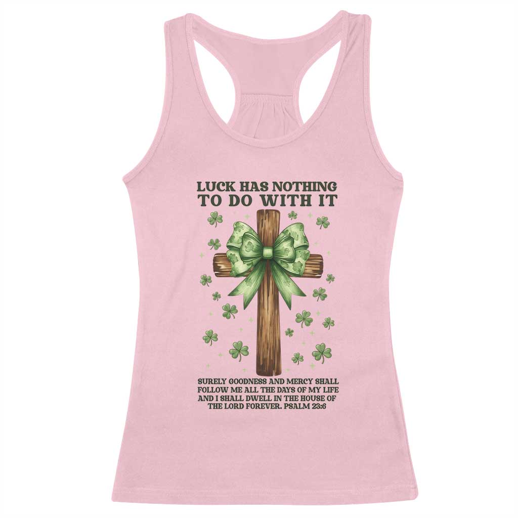 Faith Over Luck St Patrick's Day Racerback Tank Top Christian Jesus Bible Verse Psalm 23
