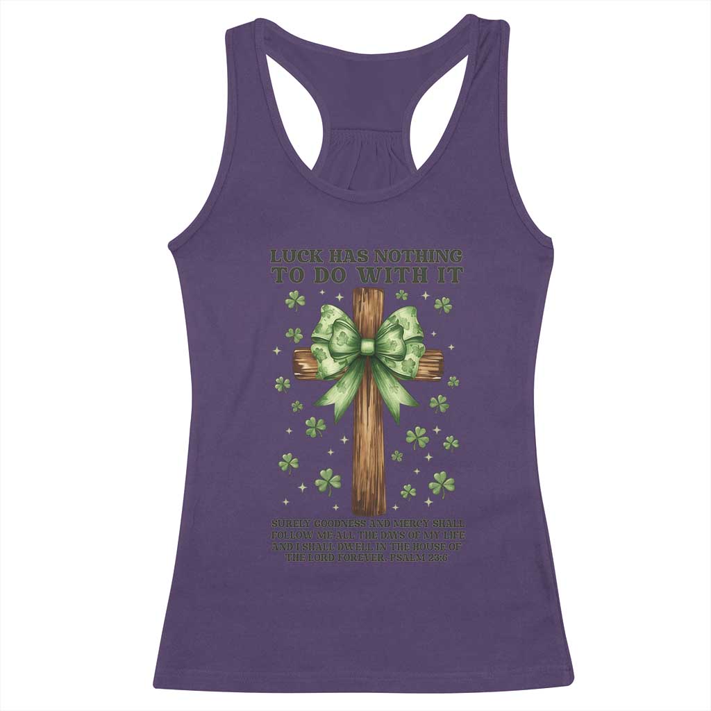 Faith Over Luck St Patrick's Day Racerback Tank Top Christian Jesus Bible Verse Psalm 23